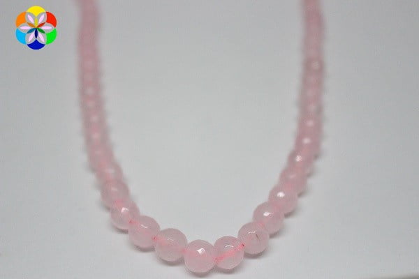 Pembe Kuvars Taşı Faset Kesim YARIM Dizi 8mm (18cm uzunluğundadır)