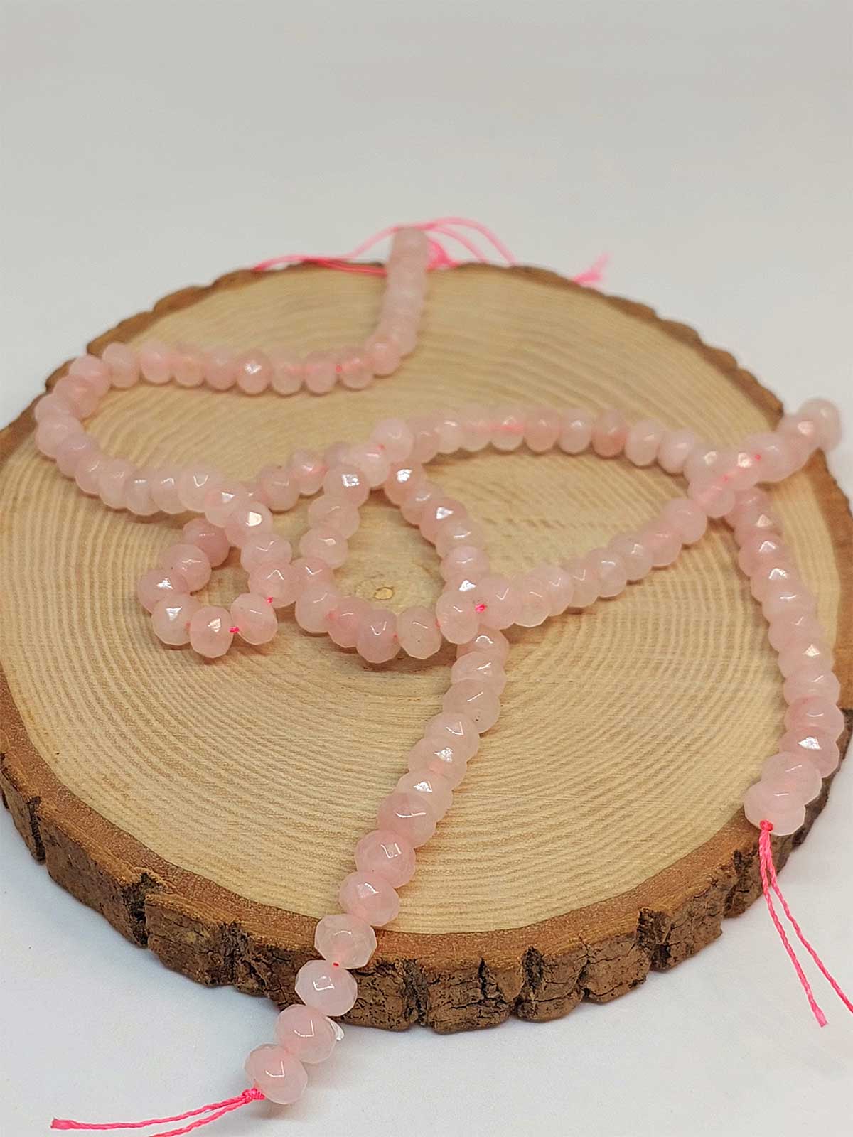 Pembe Kuvars Taşı Rondela Faset Kesim 5.5*7.5mm dizi (45832) - Görsel 3