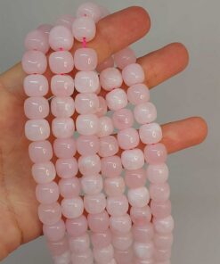 Çeyrek Dizi (9cm uzunluğundadır!) Pembe Kuvars Taşı Şekilli 9x10mm Çeyrek Dizi (49420)