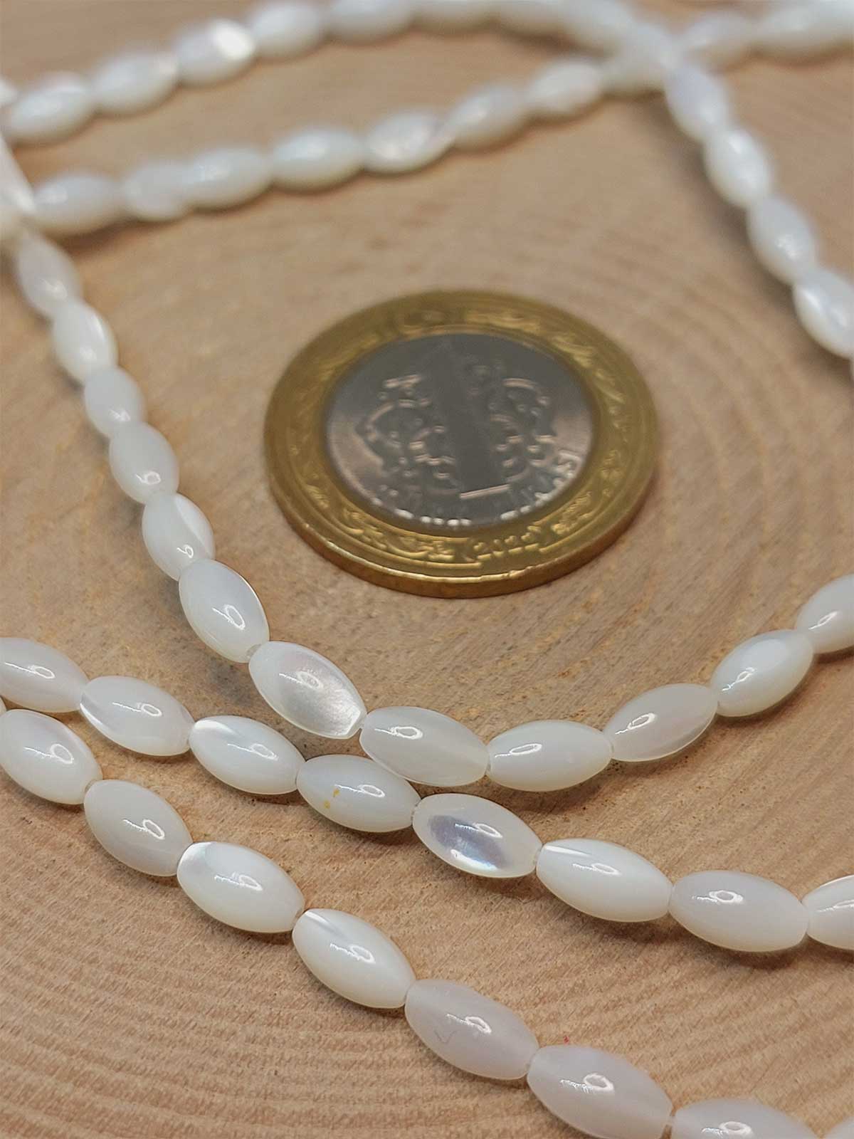 Çeyrek Dizi (9cm uzunluğundadır!) Sedef Taşı Arpa Kesim 4x7mm Çeyrek Dizi (49462) - Görsel 3