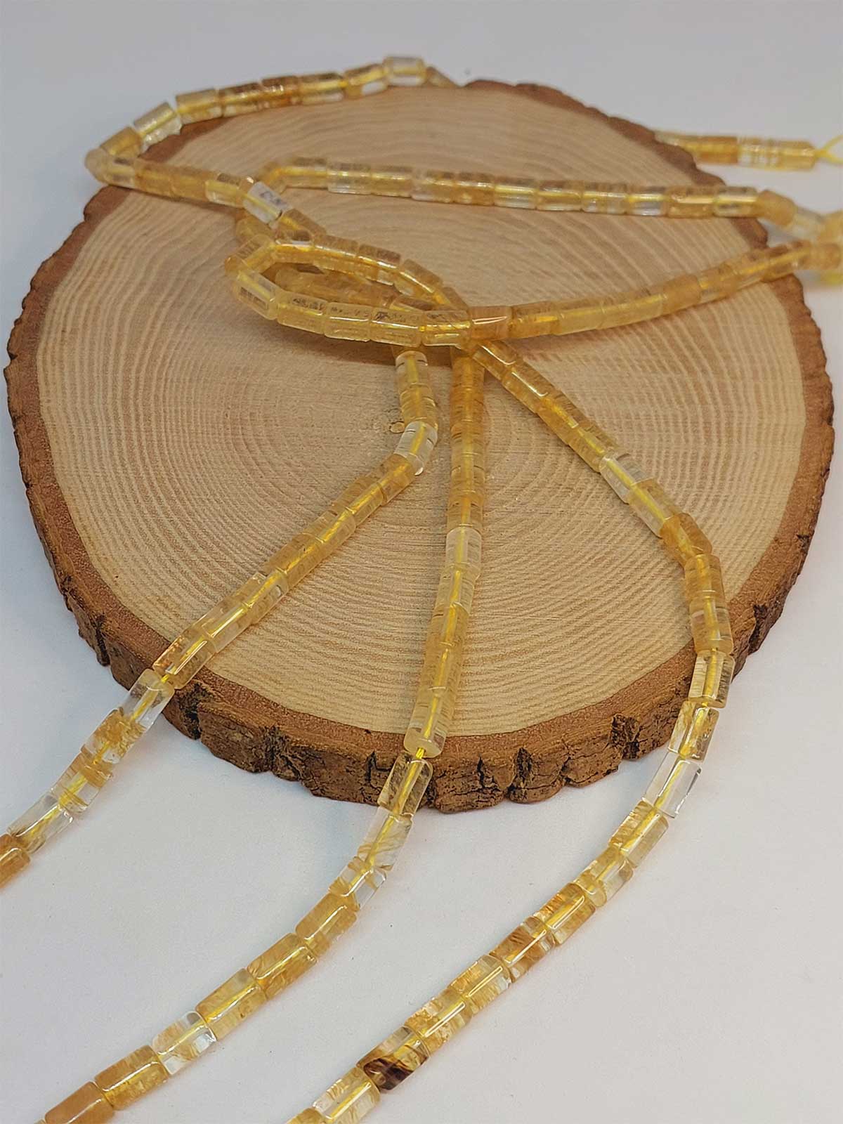 Golden & Rutil Kuvars Taşı Silindir Kesim 5.5x7.5mm YARIM Dizi (49300) (18cm uzunluğundadır) - Görsel 3