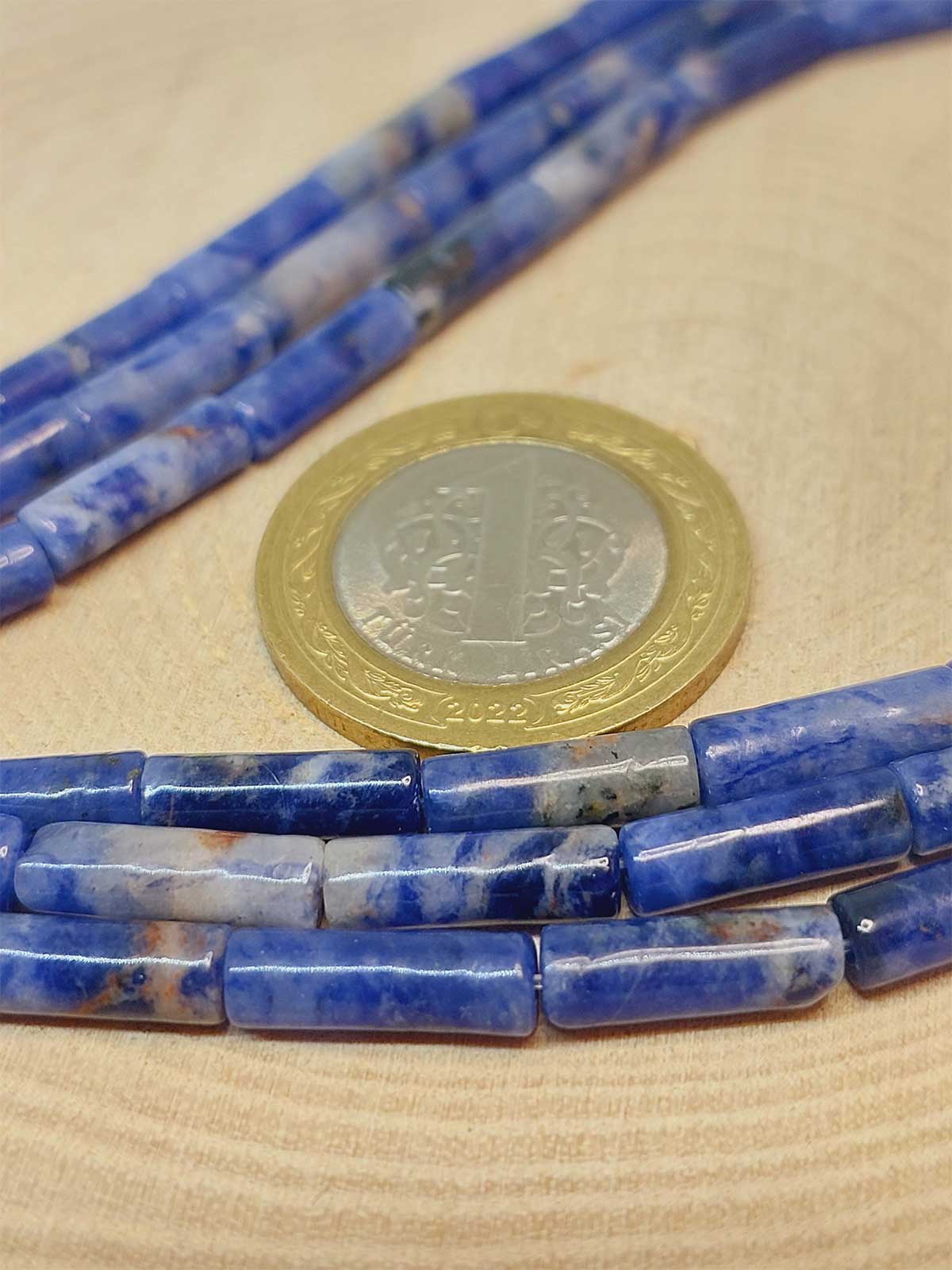Sodalit Taşı Silindir Kesim 4x12.5mm Dizi (49364) - Görsel 2
