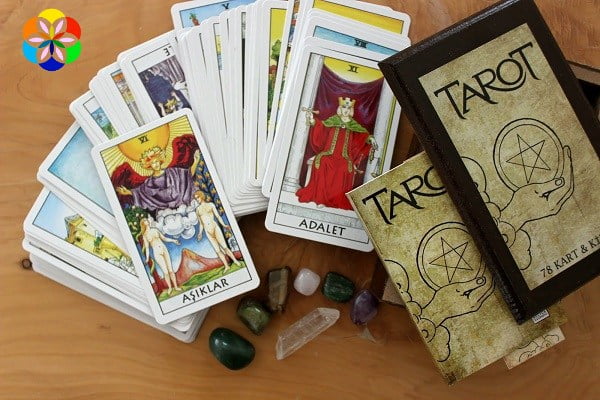Şifa Taşlı Tarot Seti (Ametist - Aventurin - Kaplangözü - Kristal Kuvars - Pembe Kuvars - Unakit Taşları) 7 Taşlı