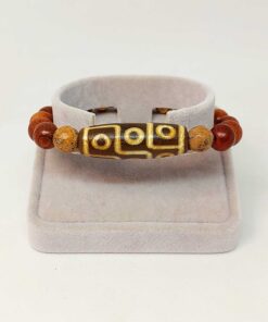 Alternative view of Tibet Akik & Jasper Taşlı Dokuz Göz Sembollü Unisex Ahşap Bileklik 8mm