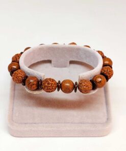 Hindistan Cevizi. Rudraksha & Venge Unisex 10mm Ahşap Tasarım Bileklik (39670)