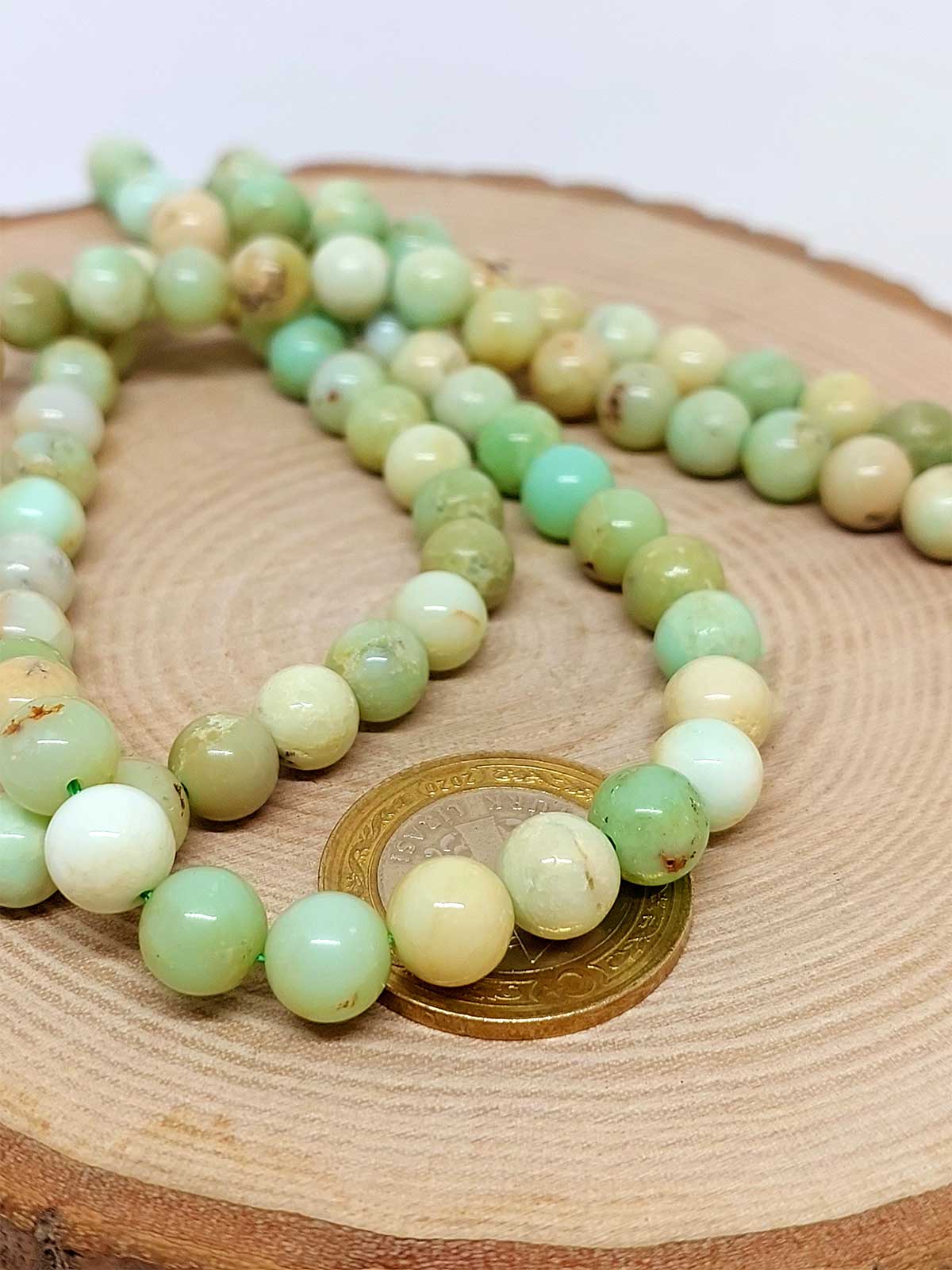 Yeşil Alacalı Opal Taşı Dizi 8mm - Görsel 2