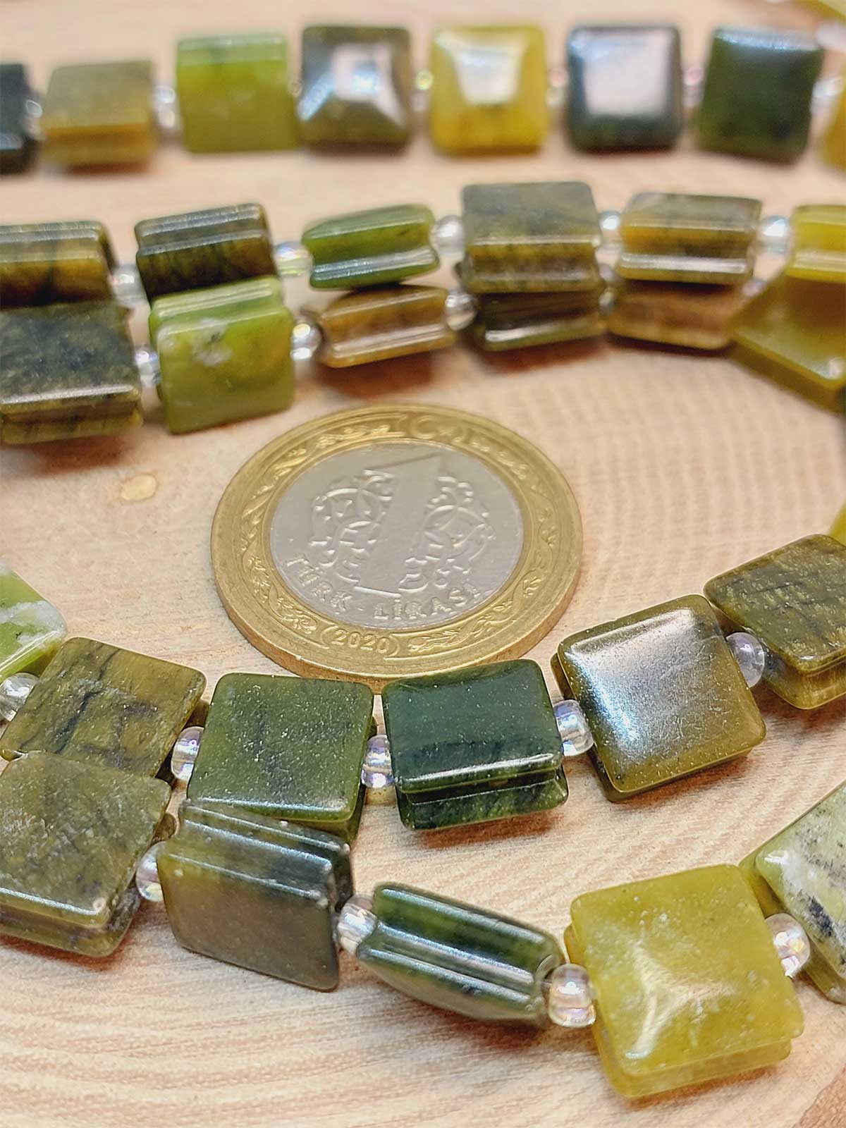 Yeşim Taşı Yandan Oyuklu Kare Kesim 10x10mm Dizi (49554) - Görsel 4
