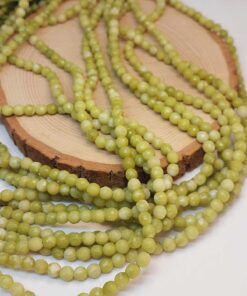 Alternative view of Peridot (Zebercet) Taşı Açık Renk Yeşil-Beyaz Faset Kesim YARIM Dizi 6mm (45950) (18cm uzunluğundadır)