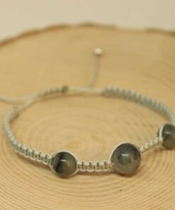 Alternative view of Zümrüt Taşı Gümüş Boncuklu Ayarlanabilir Bileklik (27245)