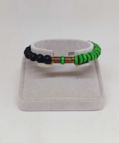 Alternative view of Ahşap Yeşil Renkli & Oniks Taşı 8mm Unisex Tasarım Bileklik Hawaii Model (11121)