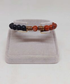 Alternative view of Kırmızı Alacalı Jasper & Oniks Taşı 8mm Unisex Tasarım Bileklik Hawaii Model (14240)