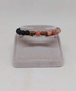 Alternative view of Jasper Pembe/Beyaz & Oniks Taşı 8mm Unisex Tasarım Bileklik Hawaii Model (24005)