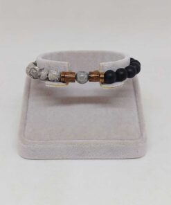 Alternative view of Gri Jasper & Oniks Taşı 8mm Unisex Tasarım Bileklik Hawaii Model (9808)