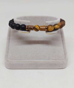 Alternative view of Kaplangözü Mat & Oniks Taşı 8mm Unisex Tasarım Bileklik Hawaii Model (17066)