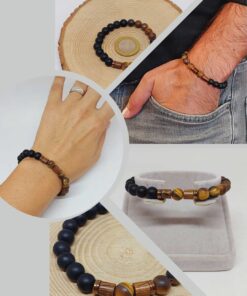 Kaplangözü Mat & Oniks Taşı 8mm Unisex Tasarım Bileklik Hawaii Model (17066)
