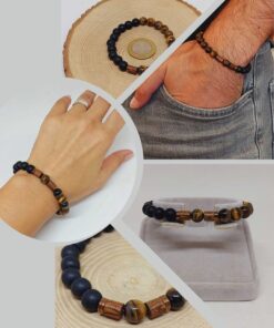 Kaplangözü & Oniks Taşı 8mm Unisex Tasarım Bileklik Hawaii Model (1917)
