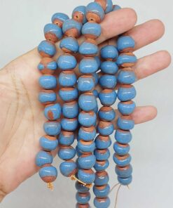 Mavi Renk Sırlı Seramik Boncuk Dizi 10-12mm/24cm (54128)