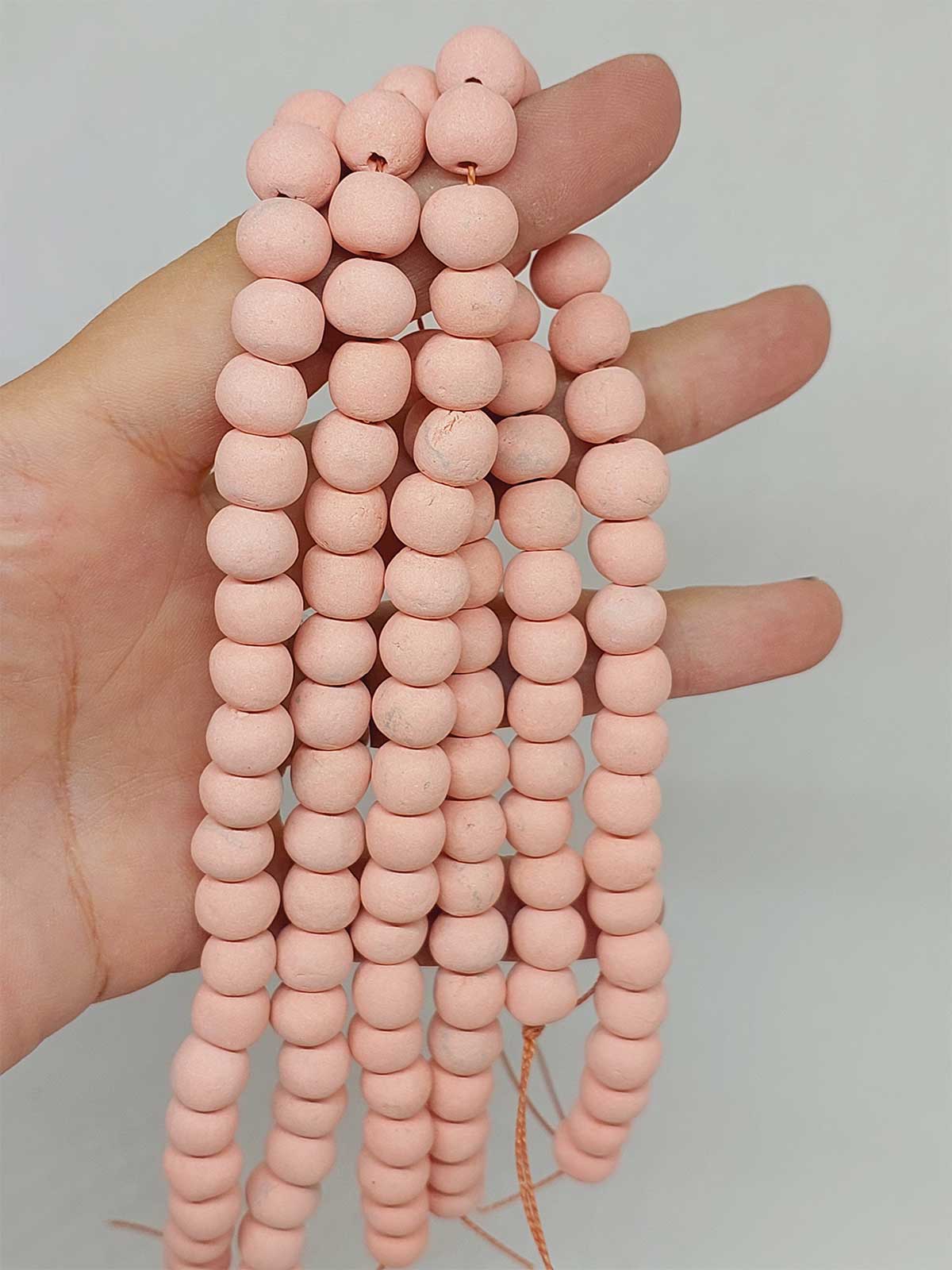 Pembe Pigmentli Seramik Boncuk Dizi 8-9mm/29cm (54256)