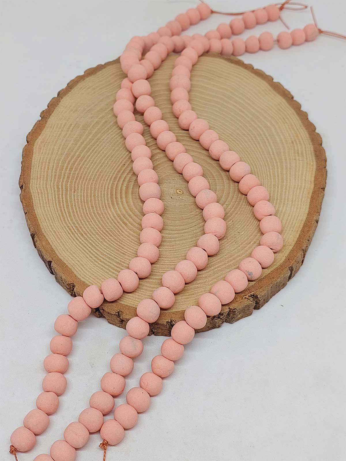 Pembe Pigmentli Seramik Boncuk Dizi 8-9mm/29cm (54256) - Görsel 3