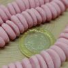 Pembe Pigmentli Yassı Mat Seramik Boncuk Dizi 10-12mm/23cm (54196)