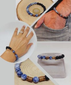 Sodalit & Oniks Taşı 8mm Unisex Tasarım Bileklik Hawaii Model (1914)