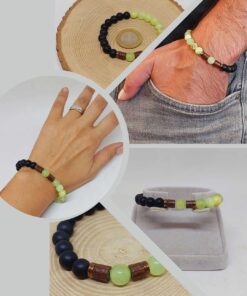 Yeşil Onix & Oniks Taşı 8mm Unisex Tasarım Bileklik Hawaii Model (14679)