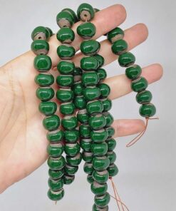 Yeşil Renk Sırlı Seramik Boncuk Dizi 10-12mm/23cm (54100)