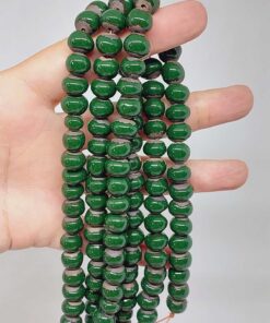 Yeşil Renk Sırlı Seramik Boncuk Dizi 8-9mm/28cm (54268)