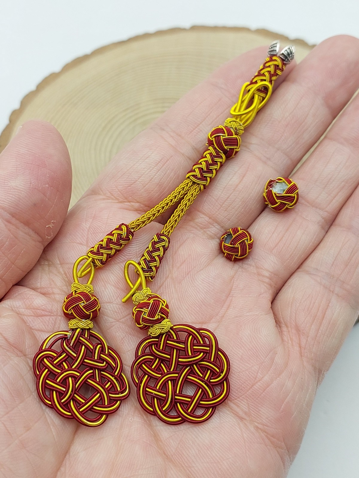 Bakır El İşi Kazaz Püskül İkili & 2 Habbeli Takım (58326)