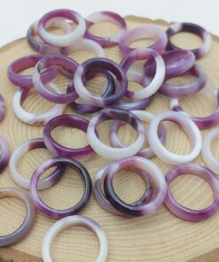 Akik Taşı Yüzük – Mor Beyaz Alacalı –  6mm Kalınlık  (59954)