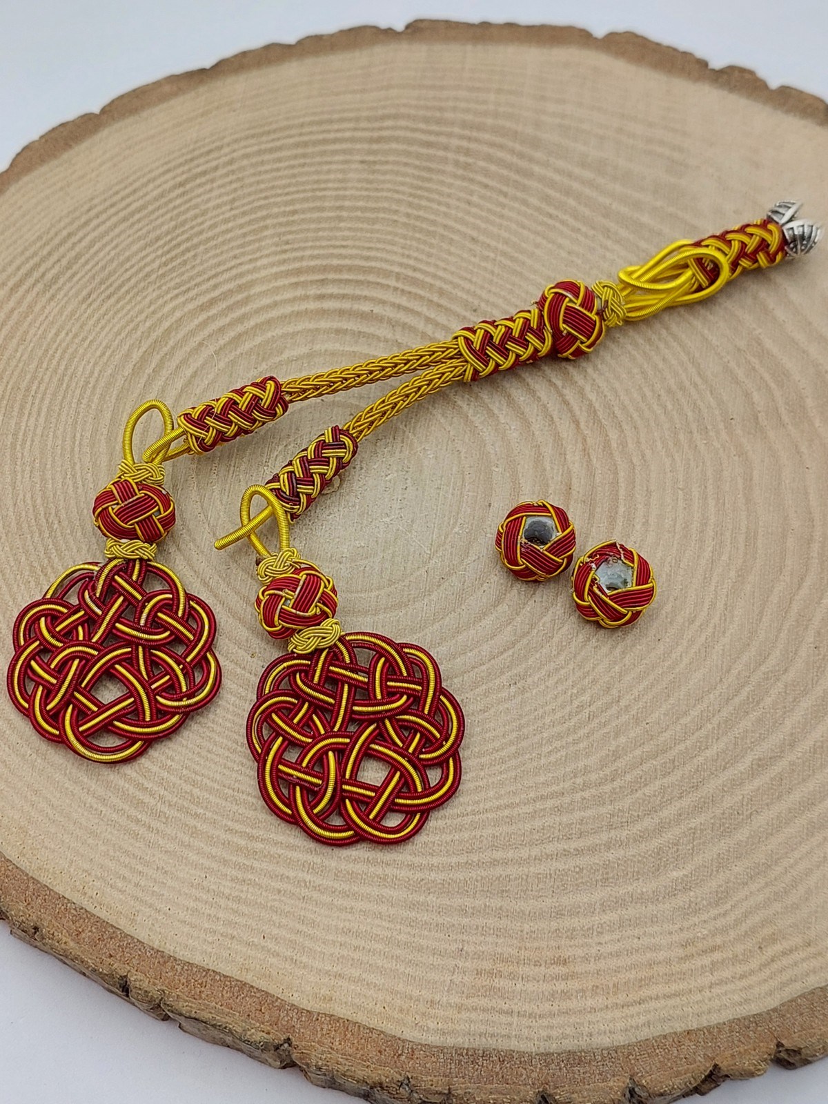 Bakır El İşi Kazaz Püskül İkili & 2 Habbeli Takım (58326) - Görsel 2