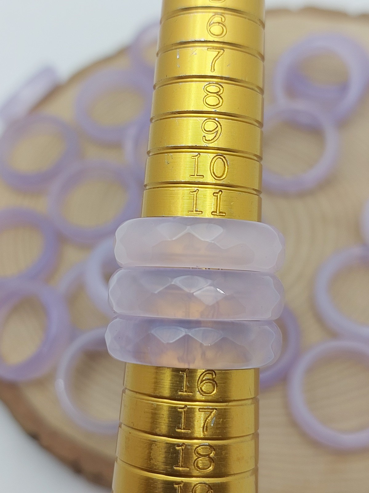 Akik Taşı Yüzük – Sisli Açık Mor Alacalı – Faset Kesim – 6mm Kalınlık (59918) - Görsel 3