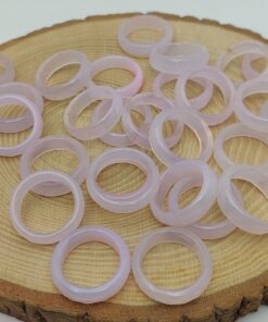 Akik Taşı Yüzük – Sisli Açık Pembe Alacalı – Faset Kesim – 6mm Kalınlık  (59916)
