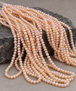 İnci Dizi Gümüş Yansımalı Pembe 4*3mm – Doğal Doku Royal Seri (63320)