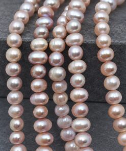 Alternative view of İnci Dizi Gümüş Yansımalı Somon Pembe 9*7 mm – Doğal Doku Royal Seri (63308)