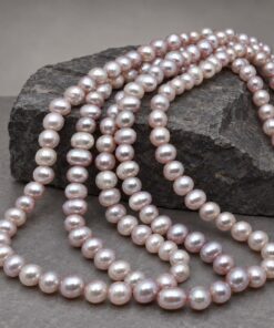 İnci Dizi Gümüş Yansımalı Somon Pembe 9*7 mm – Doğal Doku Royal Seri (63308)