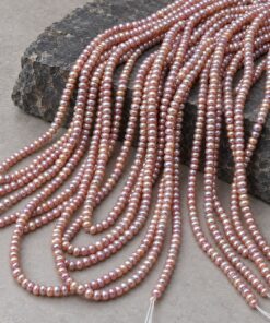 İnci Dizi Gümüş Yansımalı Somon Pembe 4*2,5 mm – Doğal Doku Royal Seri (63316)