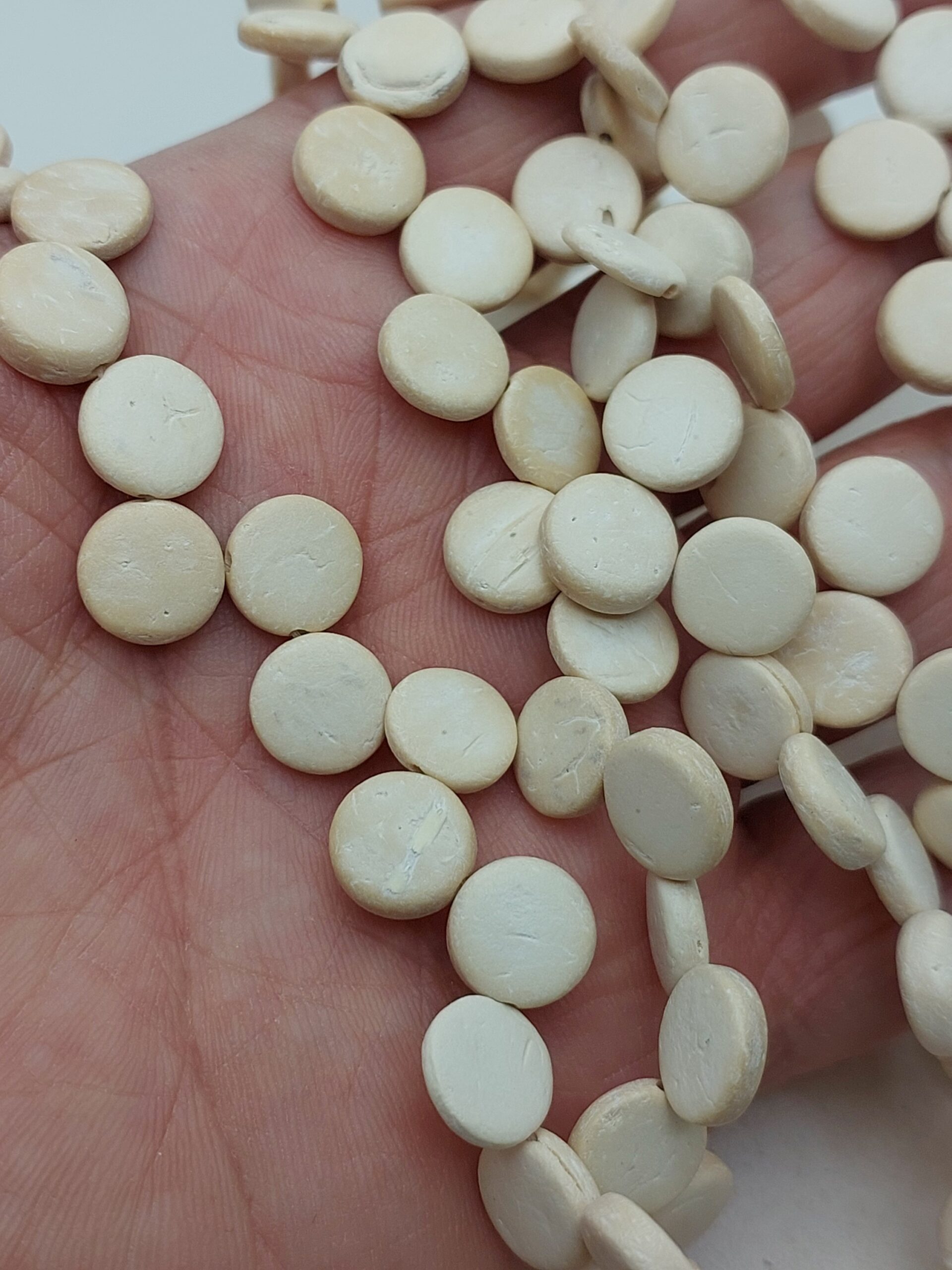 Hindistan Cevizi Kabuğu Ahşap Dizi Yassı Pul Kesim Krem Renk 10*4mm (63878) - Görsel 2