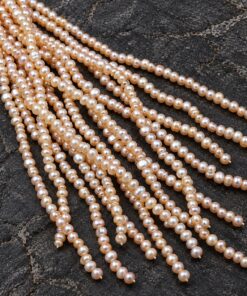 İnci Dizi Gümüş Yansımalı Pembe Belirgin Dokulu 4,5*3mm – Doğal Doku Royal Seri (63326)