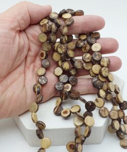Hindistan Cevizi Kabuğu Ahşap Dizi Yassı Pul Kesim Koyu Renk 10*4mm (63880)