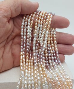 İnci Dizi Üç Renk Arpa Kesim 3,5*5mm  – Doğal Doku Royal Seri (63350)